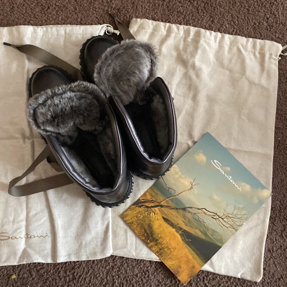 Santoni boots with studs and soft fur lining - Picture 5 of 8